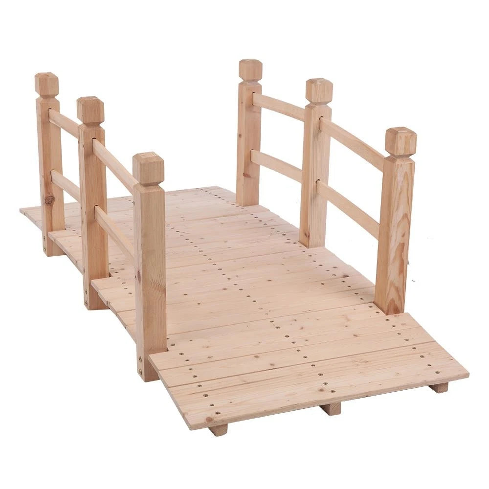 5' Solid Wood Garden Bridge for Outdoor Decor (No Part Numbers)