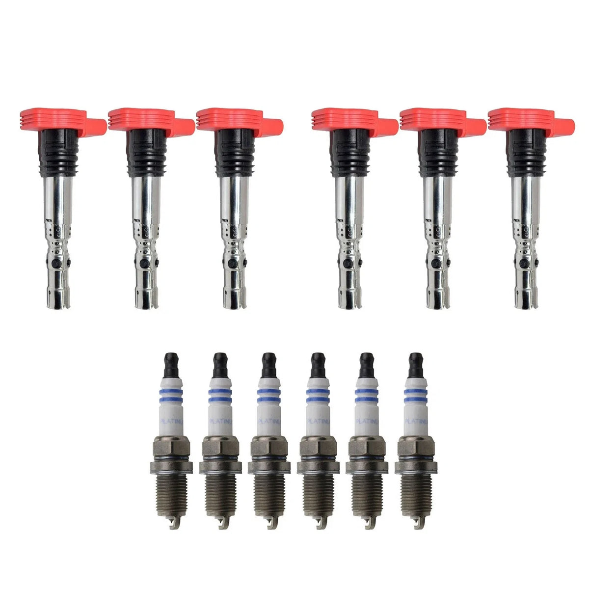 Set of 6 Ignition Coils & Bosch Platinum Spark Plugs for Audi A4 A6 (2000–2006)
