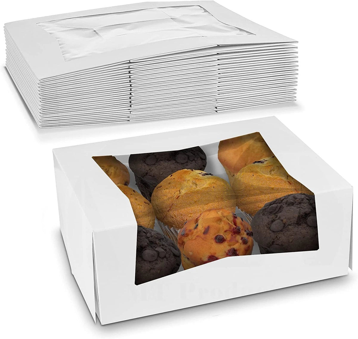 Pack of 200 White Cupcake Boxes 9" x 7" x 3.5"