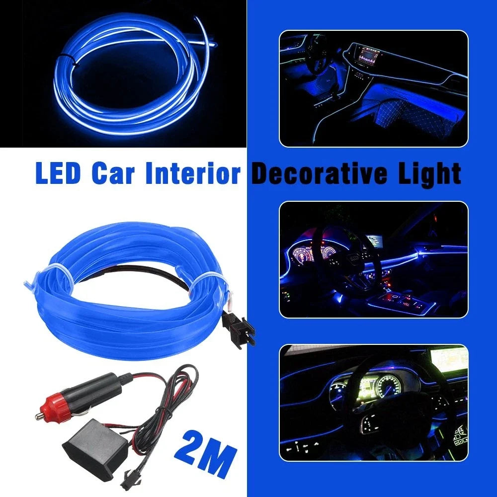 2m Blue LED Interior Atmosphere Strip Light for Universal Cars