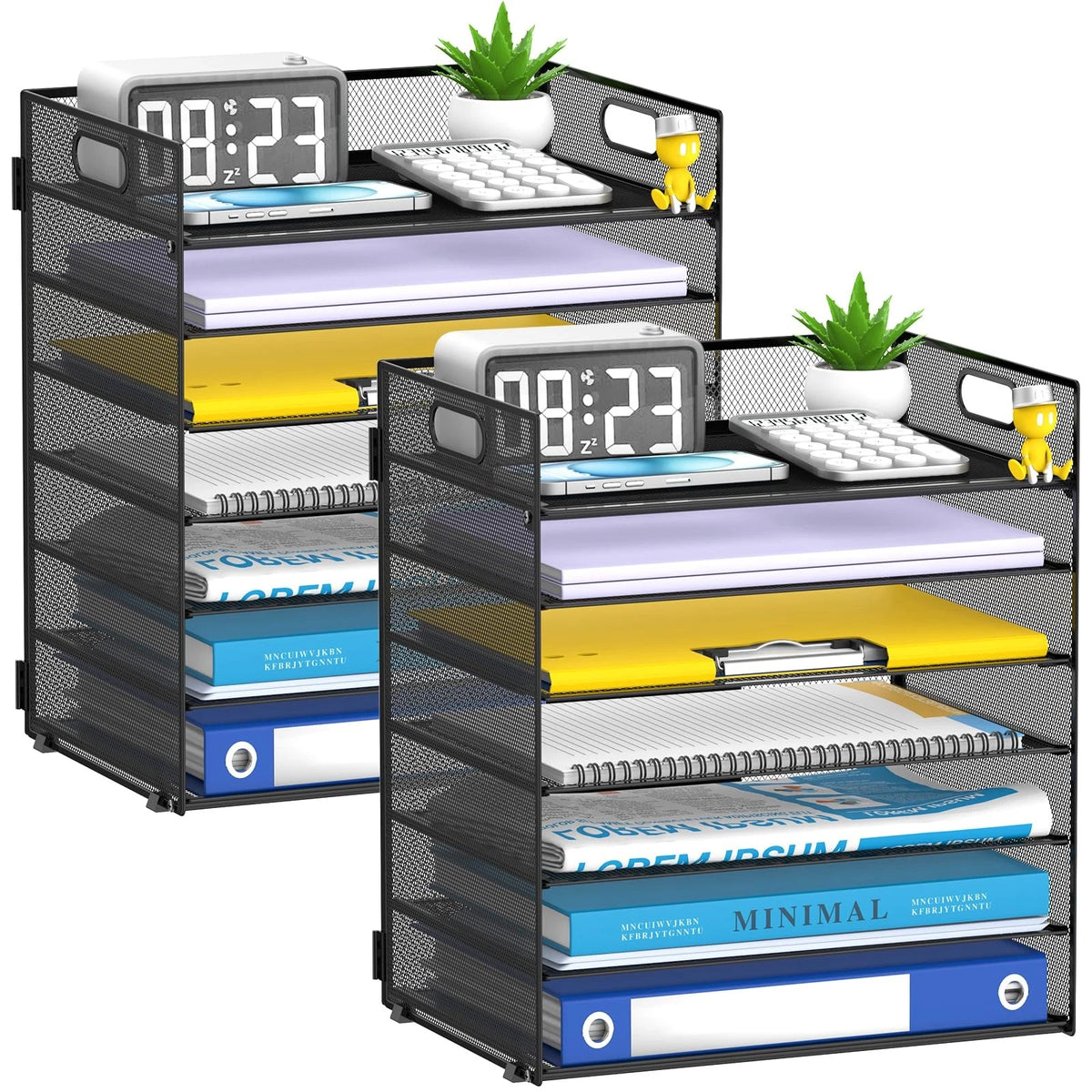2 Pack Mesh Desktop File Holder with Handles for Office Organization