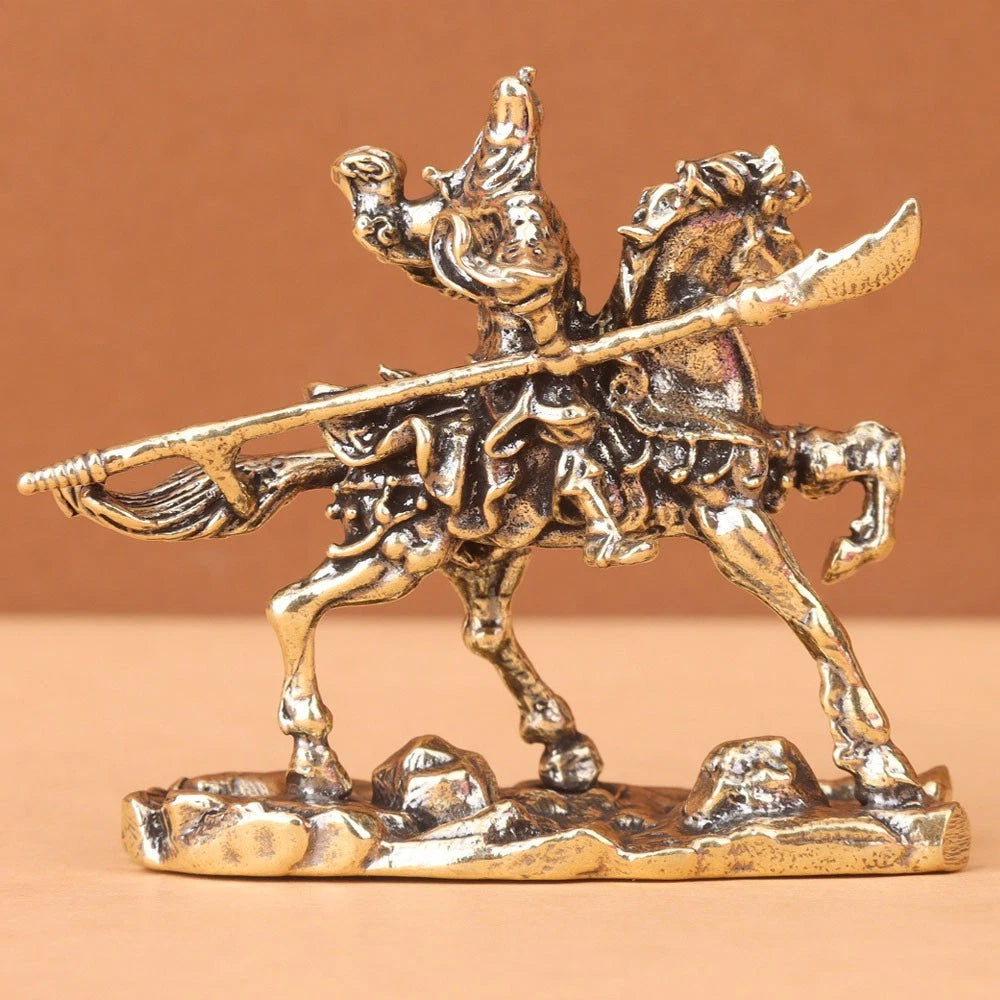 Bronze Guan Yu Ride Horse Statue for Home Office Decor