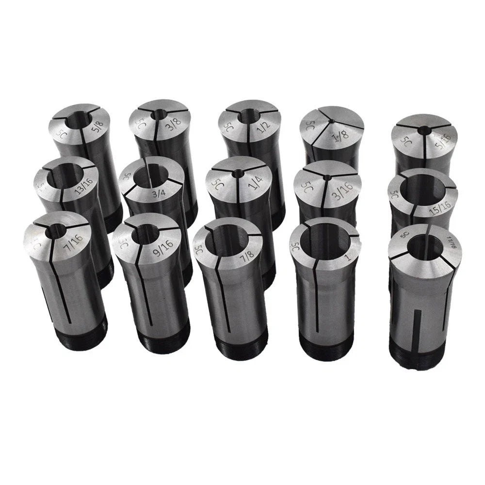 15 PC Set 5C Round Collet for Precision Machining (TIR 0.0005")