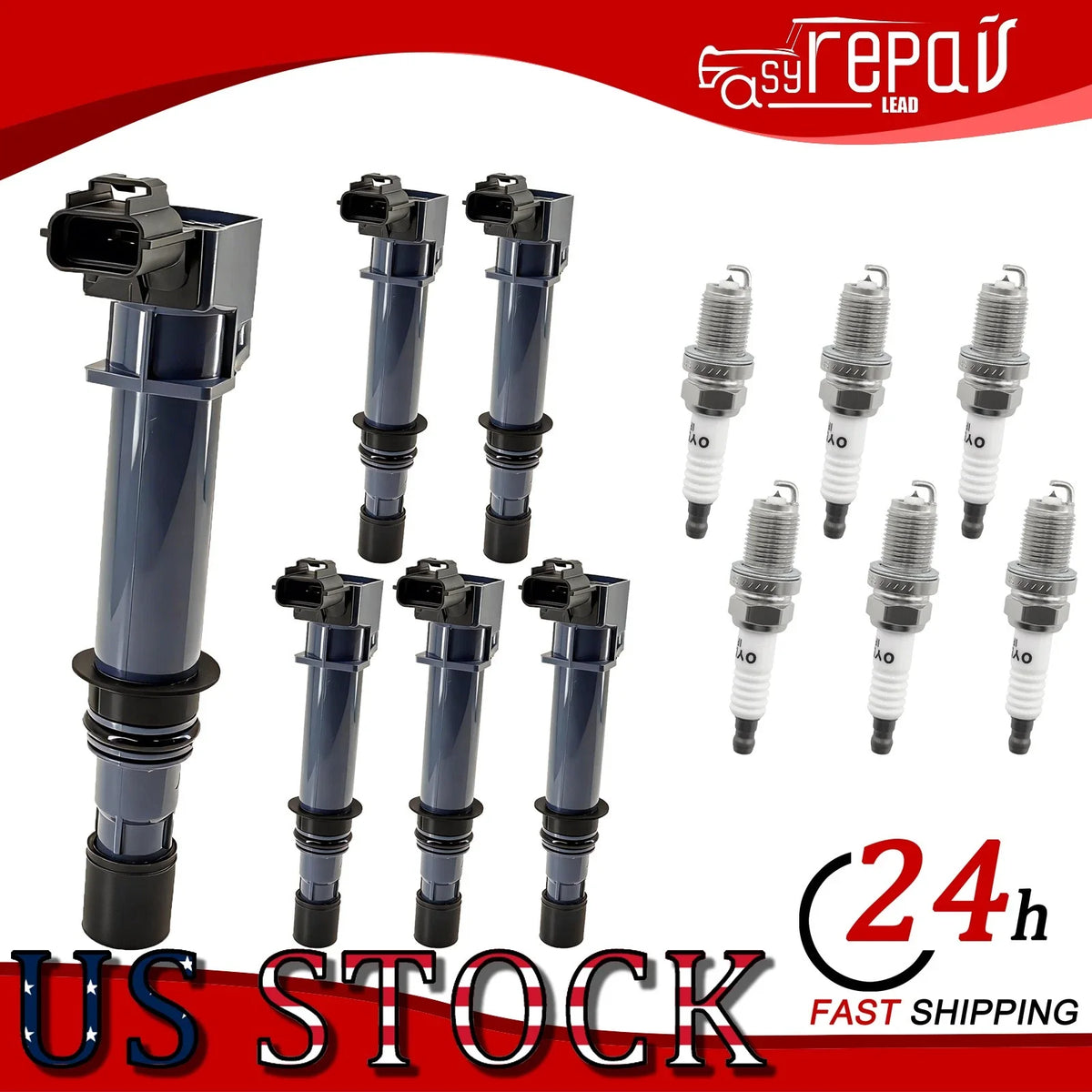 6X Ignition Coil & Spark Plug for Jeep Grand Cherokee Liberty (2005–2010) UF270