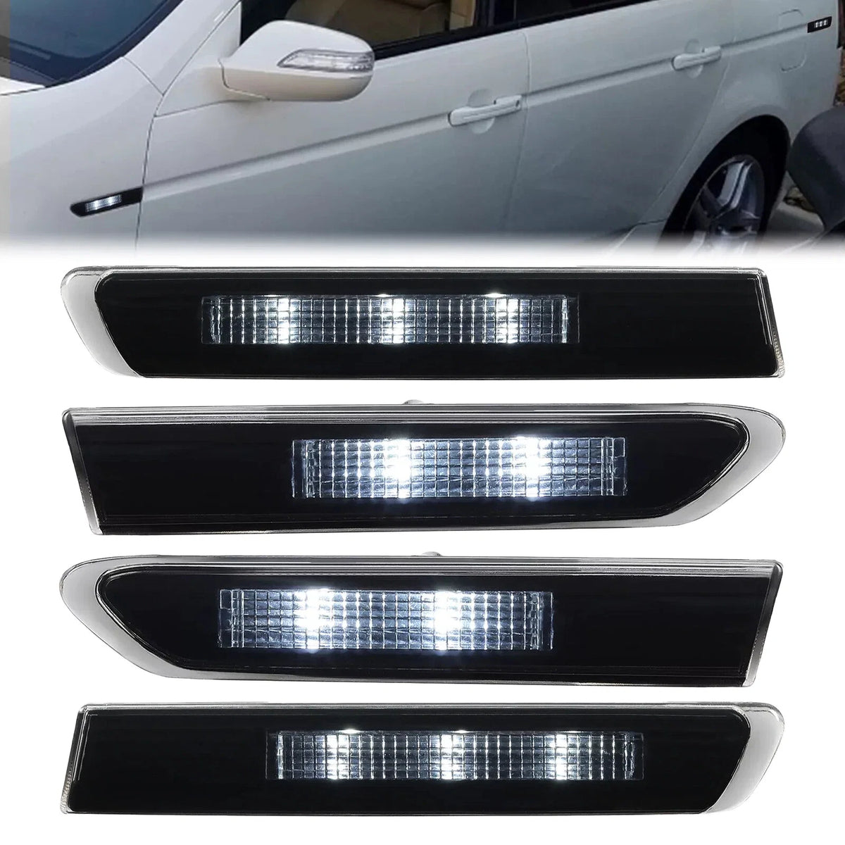 4X LED Smoke Front Rear Side Marker Lights for Acura TL (2004–2008)