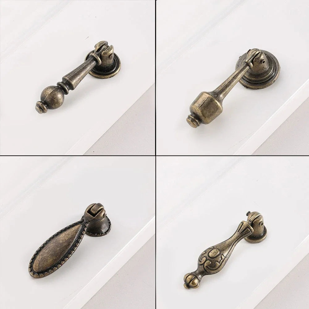 Set of 10 Antique Pull Knob Handles for Cabinet Door Hardware
