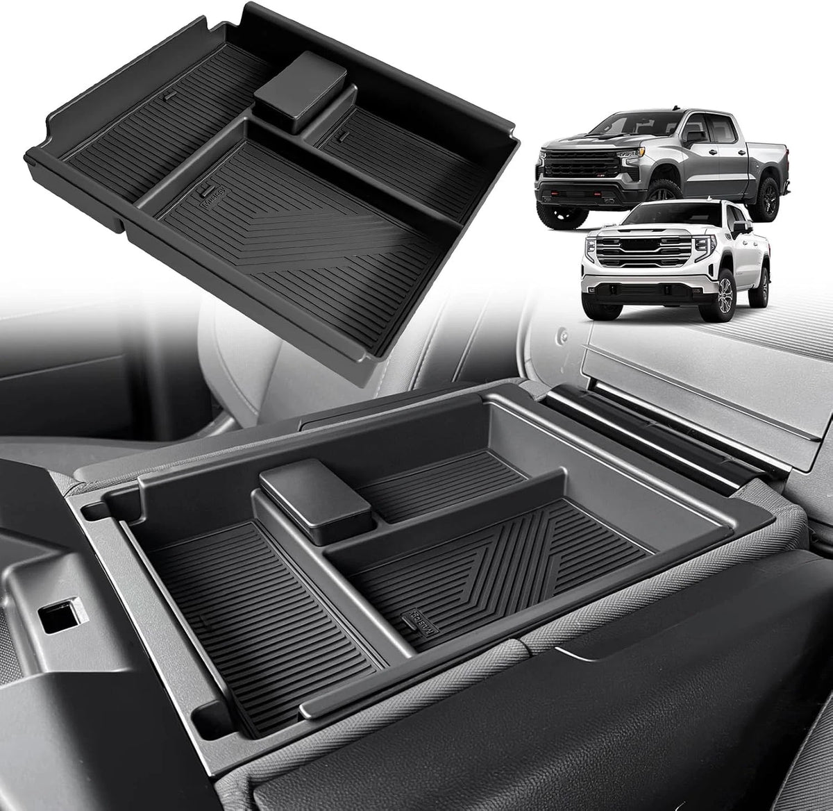 Center Console Upper Tray for 2020+ Silverado 1500 (Jump Seat), Black