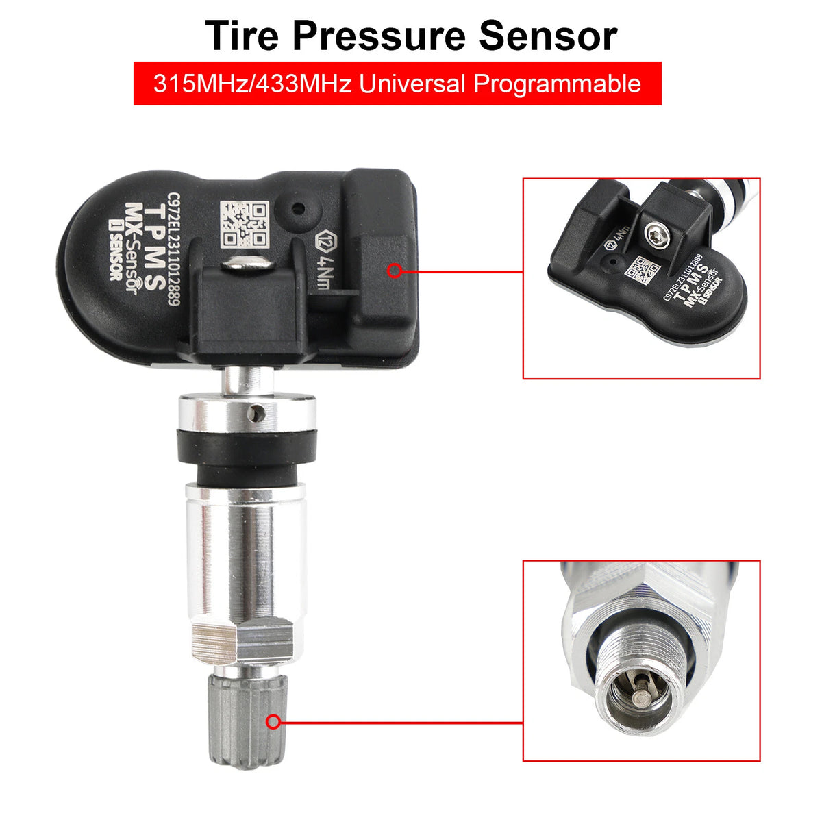 2X Universal Tire Pressure Sensor for Various Makes Models (315 & 433MHz)
