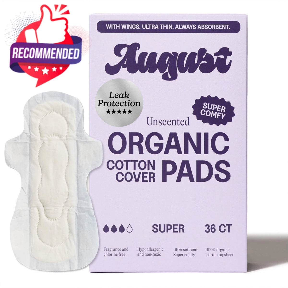 36-Pack Ultra Thin Menstrual Pads with Wings for Women