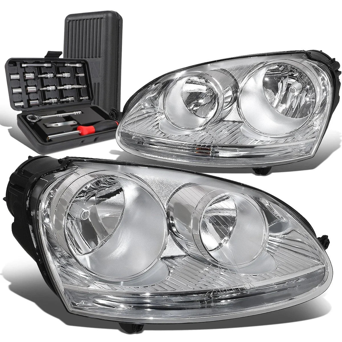 Chrome Housing Clear Headlight Lamp for Volkswagen Jetta Mk5 (2005–2010)