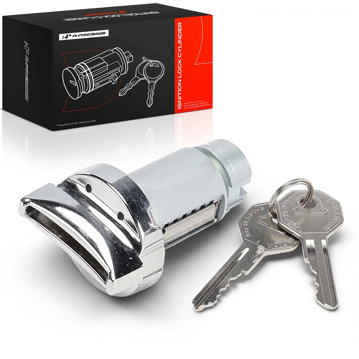 Chrome Ignition Lock Cylinder with Keys for Chevrolet Corvette (1351447, 3772085, 89058079, 989-037)