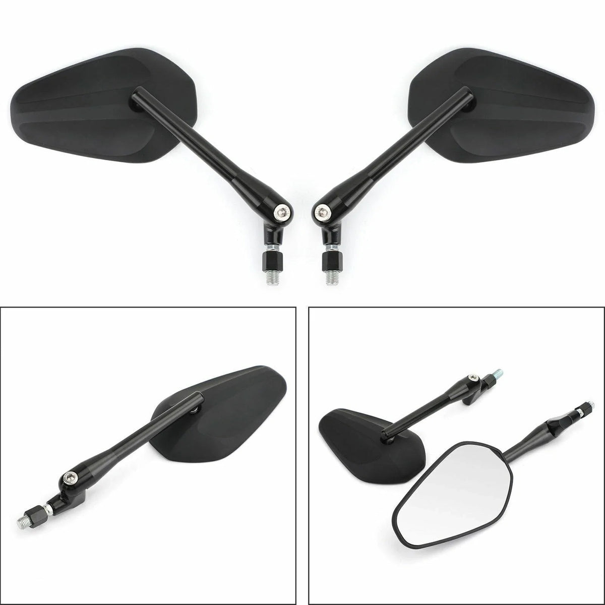 Pair M10 Rearview Mirrors for Motorcycle Universal (Custom Cruiser, Cafe Racer)