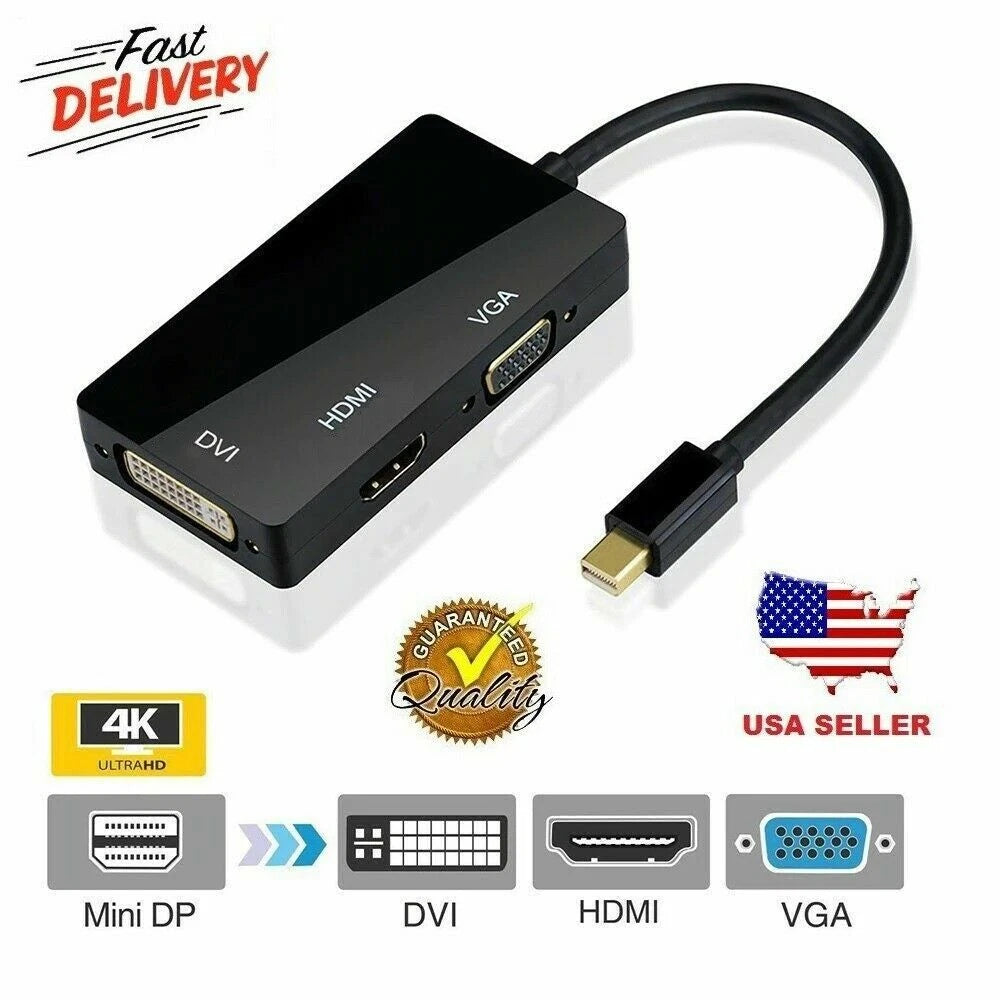 Mini Display Port DP to HDMI DVI VGA Adapter for Macbook Pro (2K)