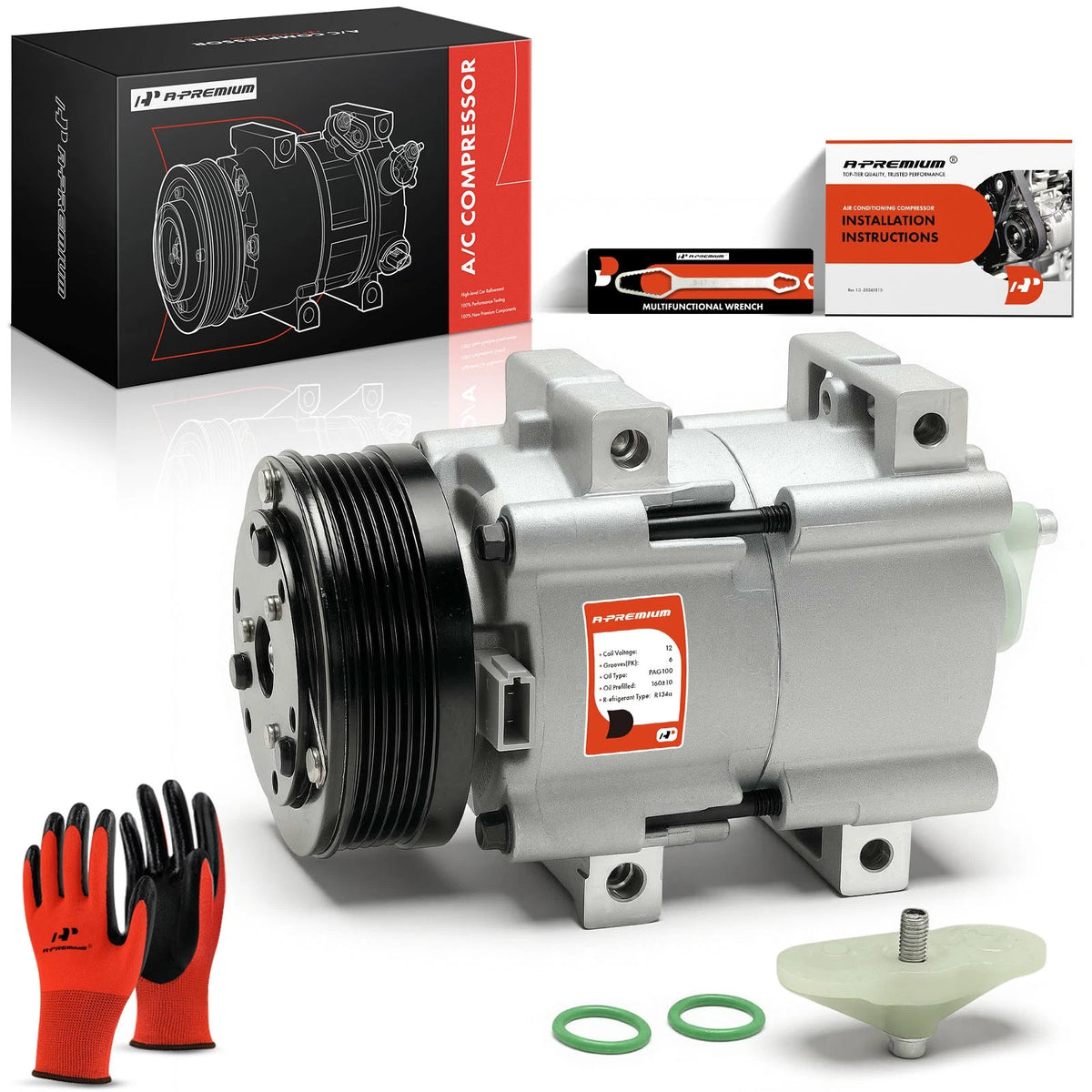 A/C Compressor with Clutch for Ford Taurus Mercury Sable (2001–2007) 4F1Z19V703AA, F8EH19D629BLA, CO103090C