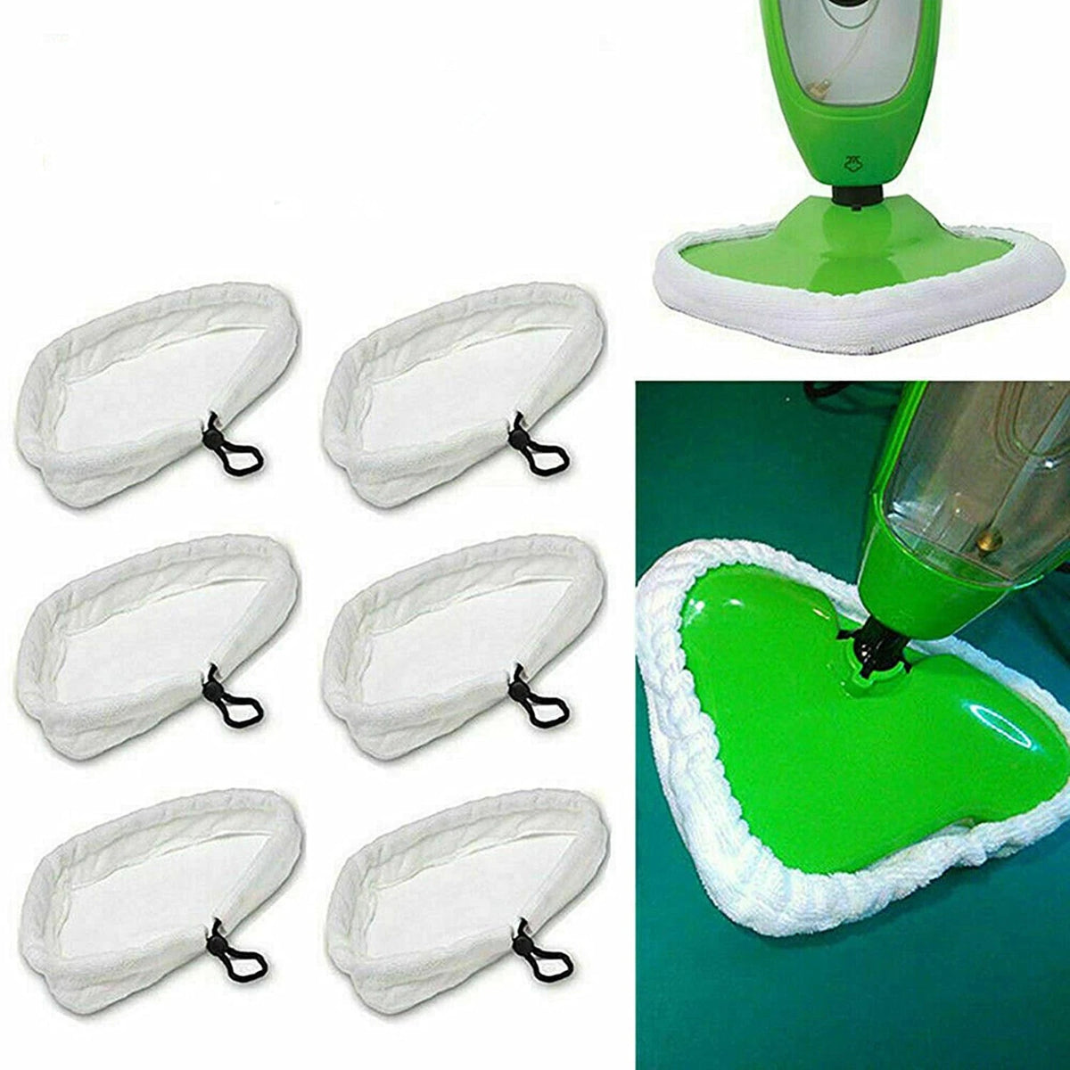 6X Washable Microfibre Steam Mop Pads for Steam Mops
