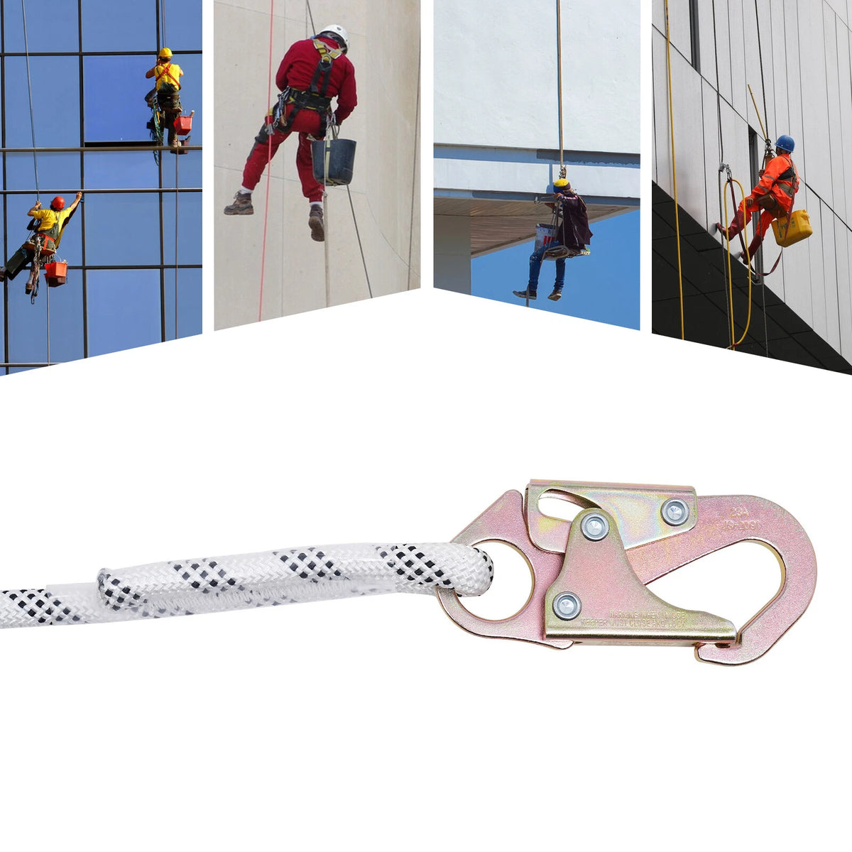 100ft Anti-Ratcheting Lifeline Lanyard Fall Arrester with Hook