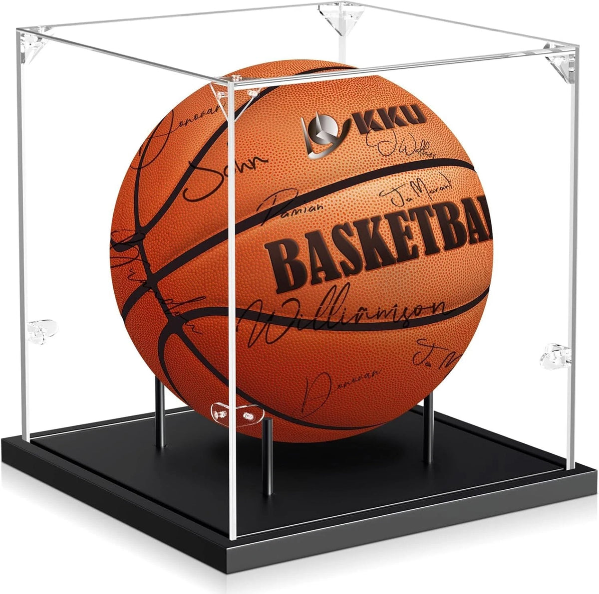 Acrylic Basketball Display Case with Wooden Base - Black