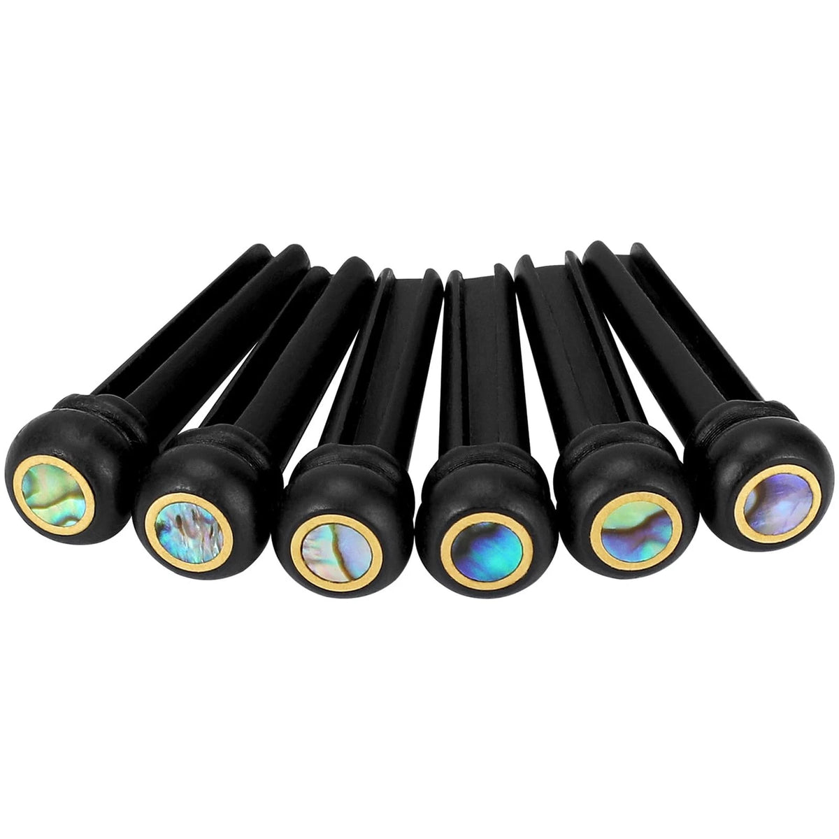 6X Ebony Guitar Pins with Abalone Dot for Acoustic Guitar