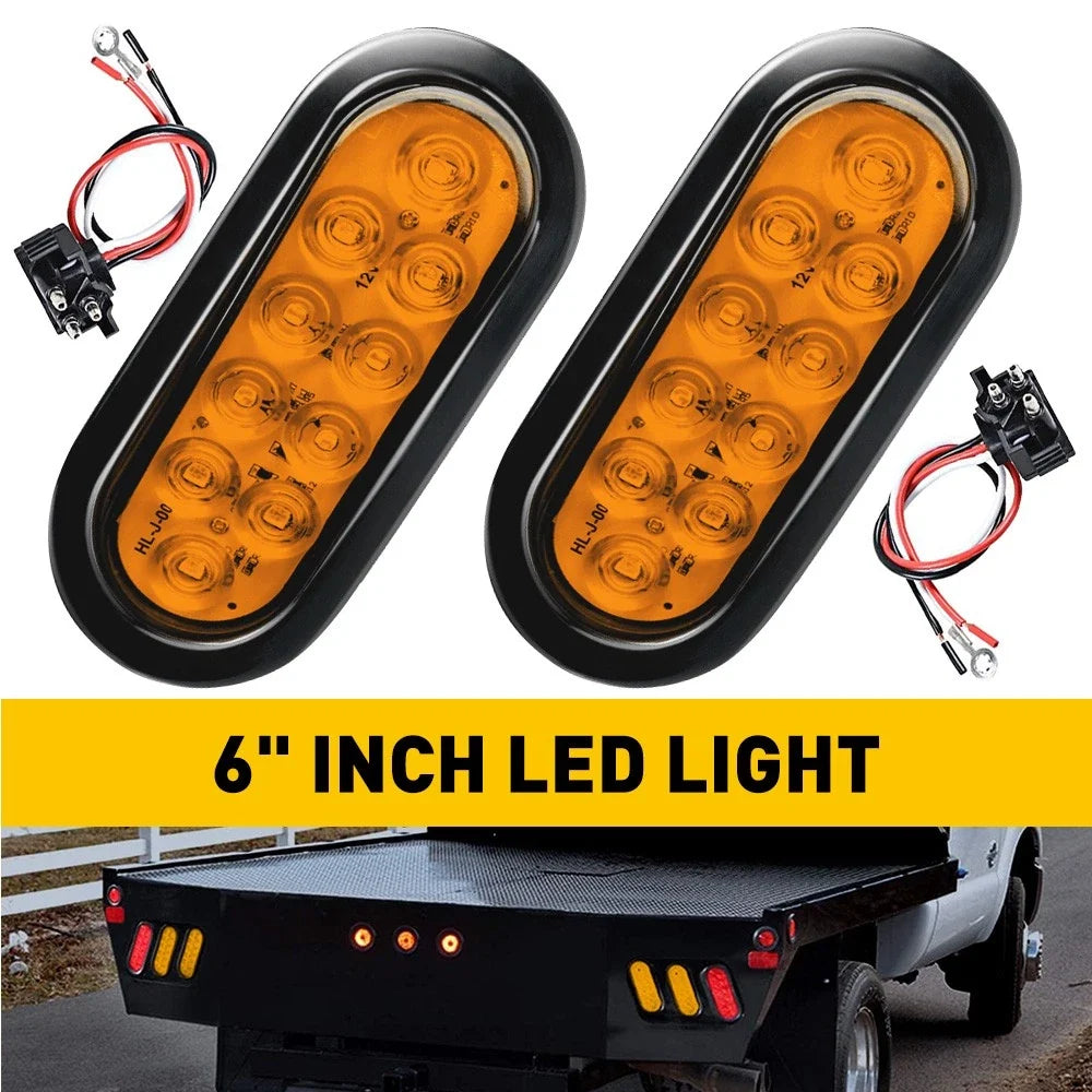 Set of 2 Amber Oval 24 LED Turn Tail Signal Lights for Truck