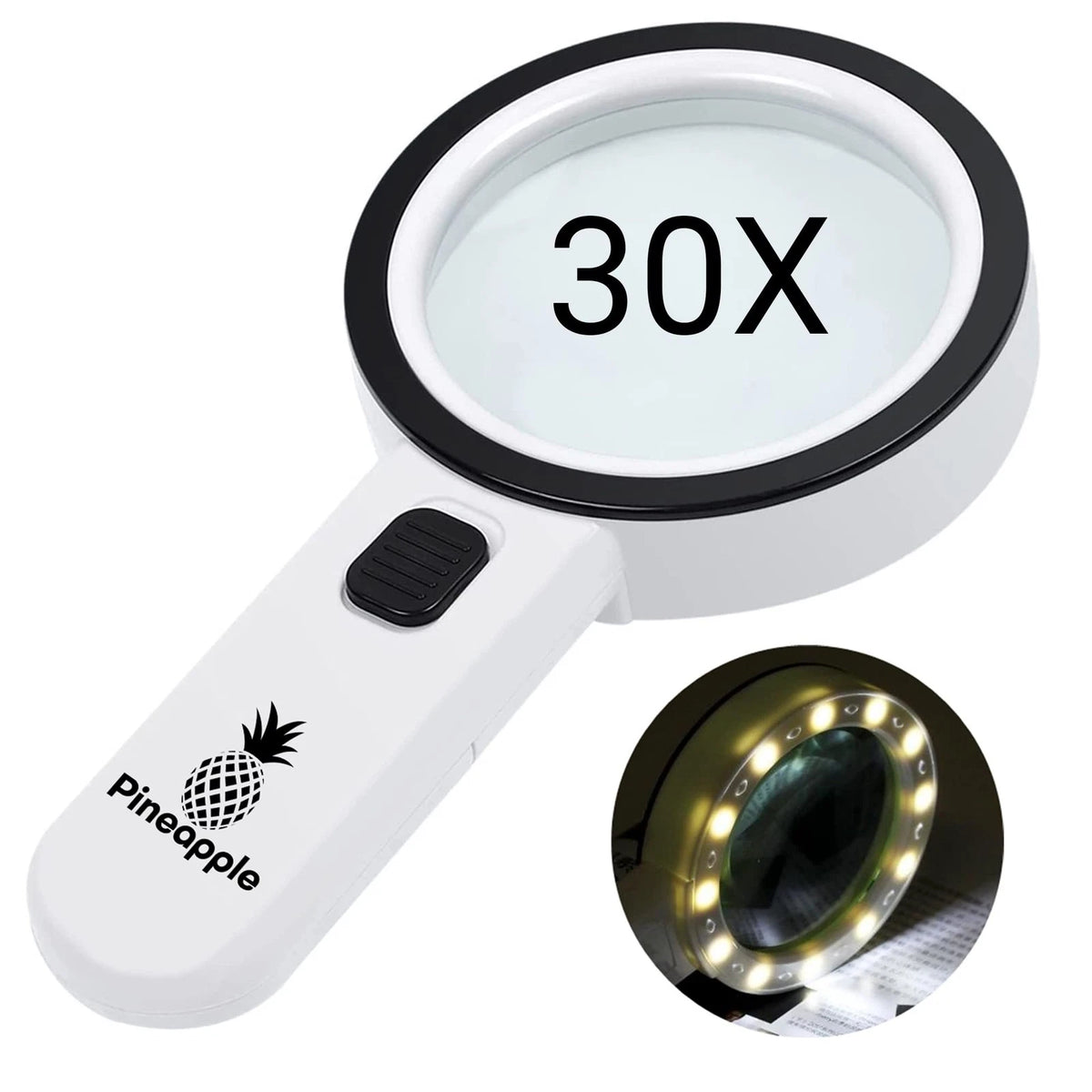 30X Magnifying Glass Lighted Reader for Seniors and Jewelry