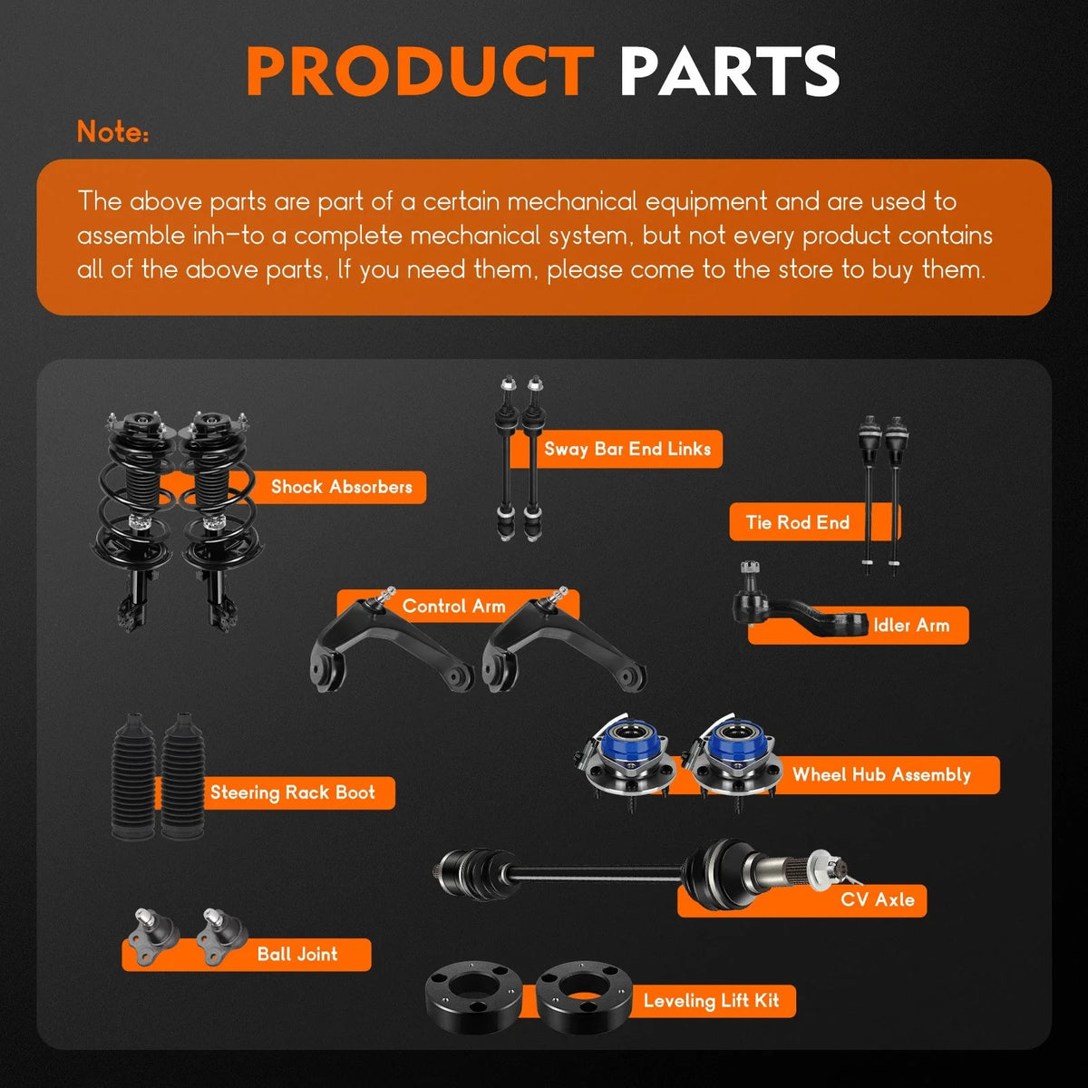Front Struts Control Arms Sway Bar Tie Rods Kit for Ford Fusion (2010–2012)