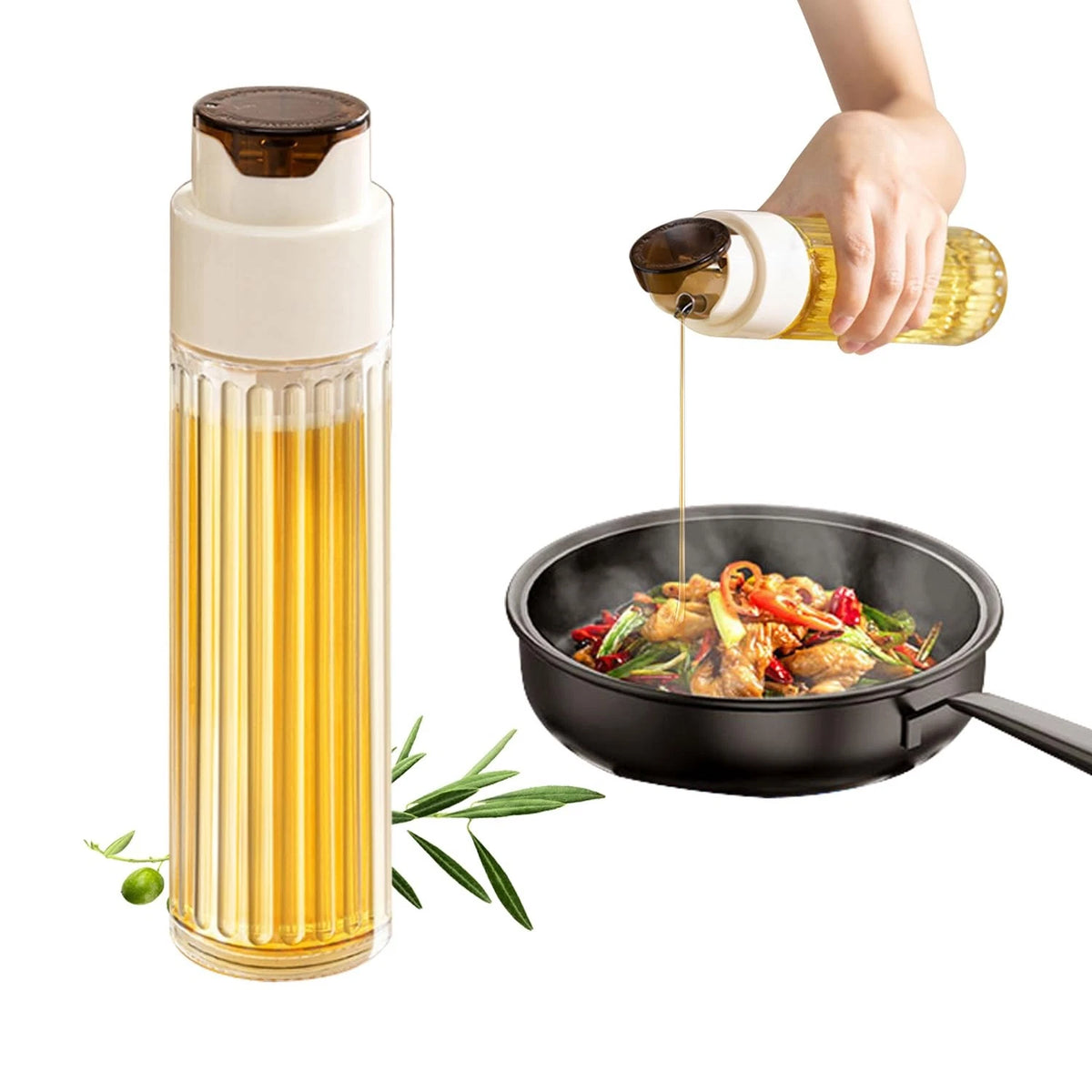 17oz Olive Oil Bottle Dispenser - Glass, White