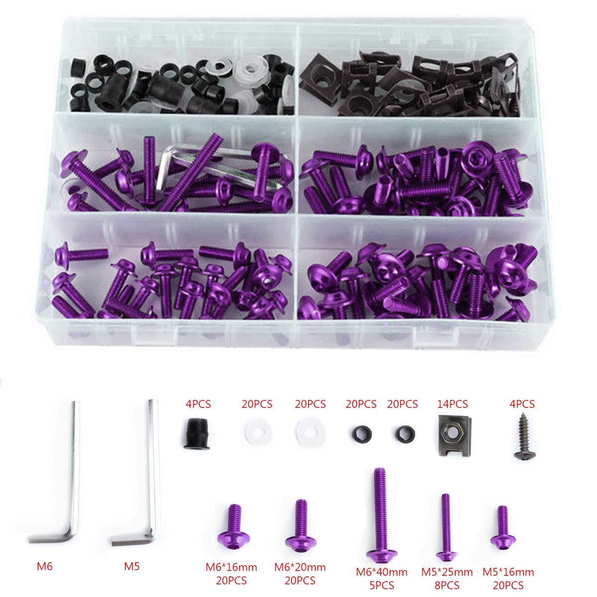 2X Fairing Fender Fastener Kit for Motorcycle (M525-A039-PUR)