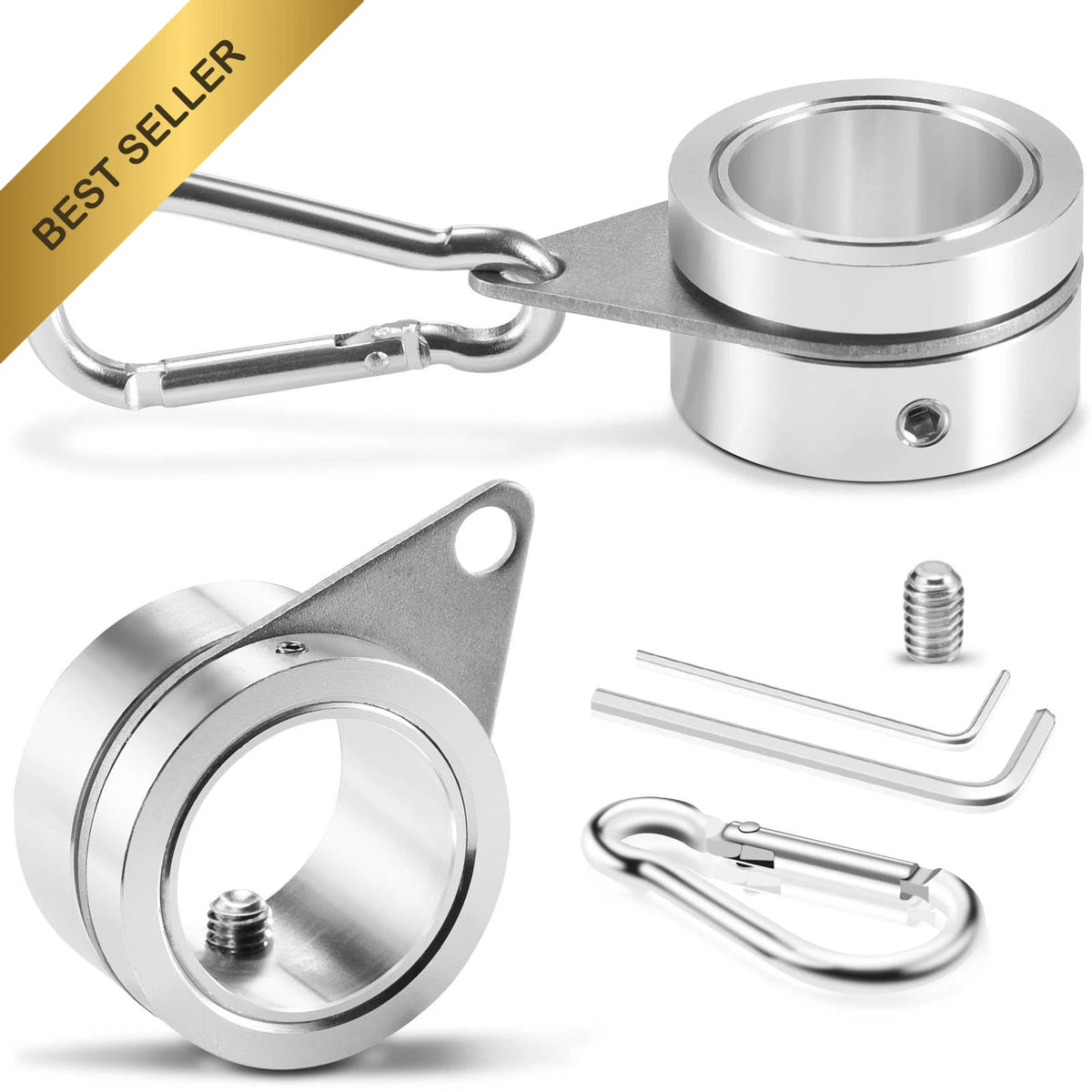 2X Aluminum Alloy Flag Pole Rings for 360° Rotating Clips
