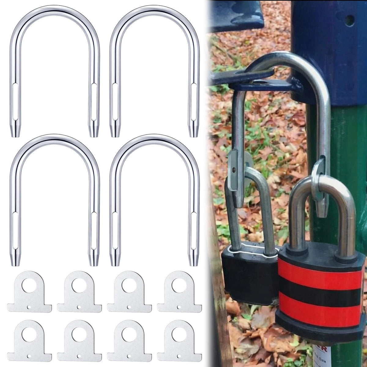 Set of 4 Lock Gate Padlock System with U Bolt and Links for School Diagrams
