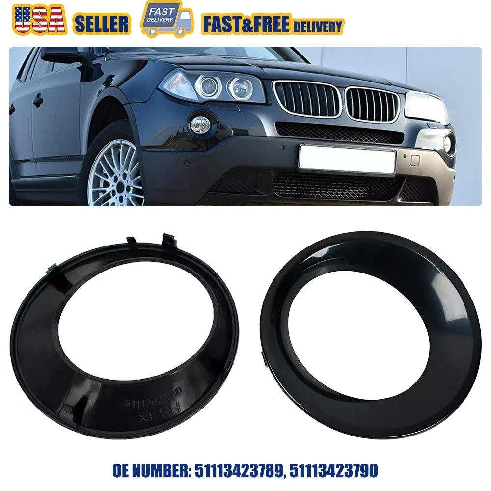 Pair Front Fog Light Lamp Bezels Cover Trim for BMW X3 E83 (2007–2010)
