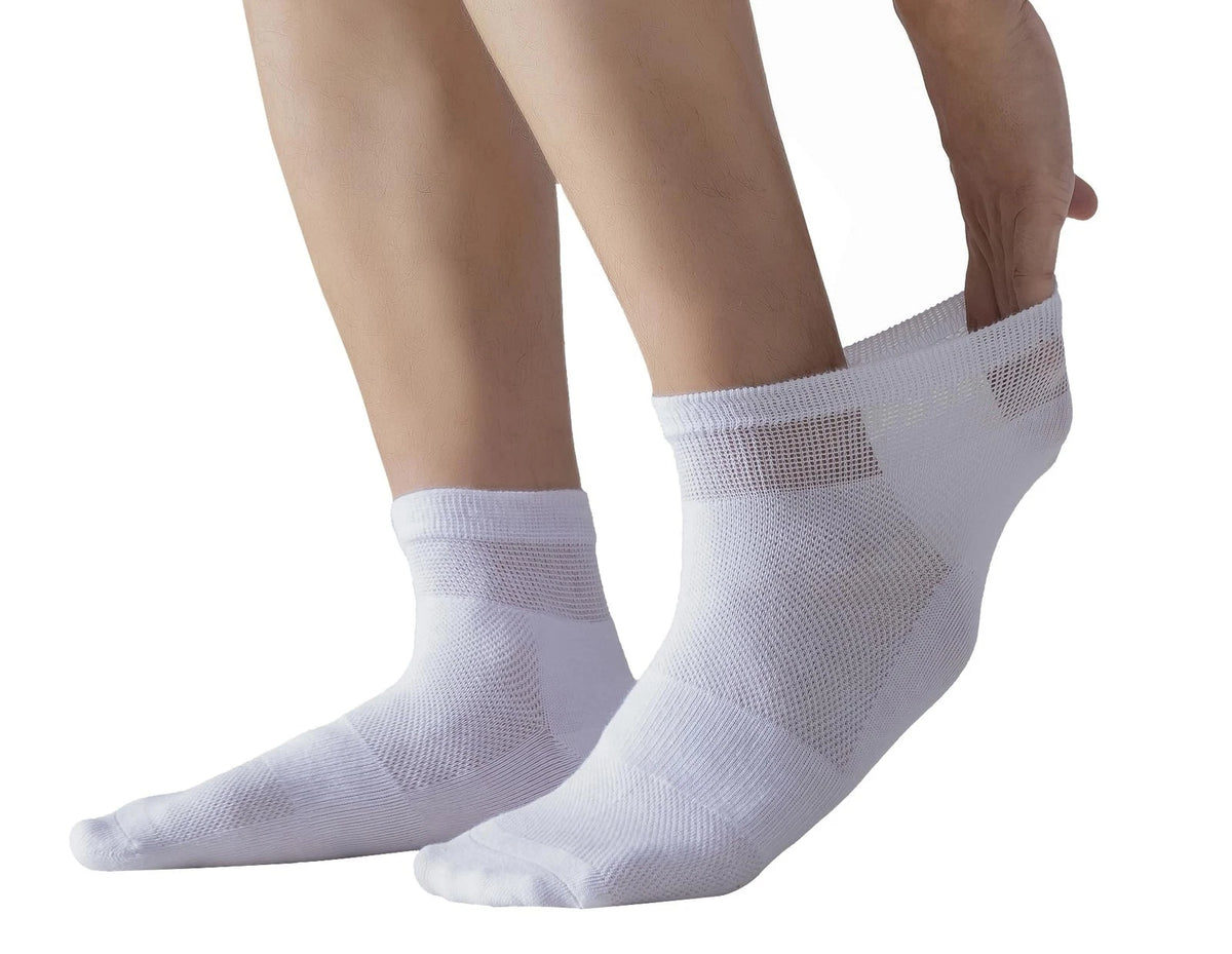 6 Pairs Non-Binding Ankle Diabetic Socks for Men (10-13, White)