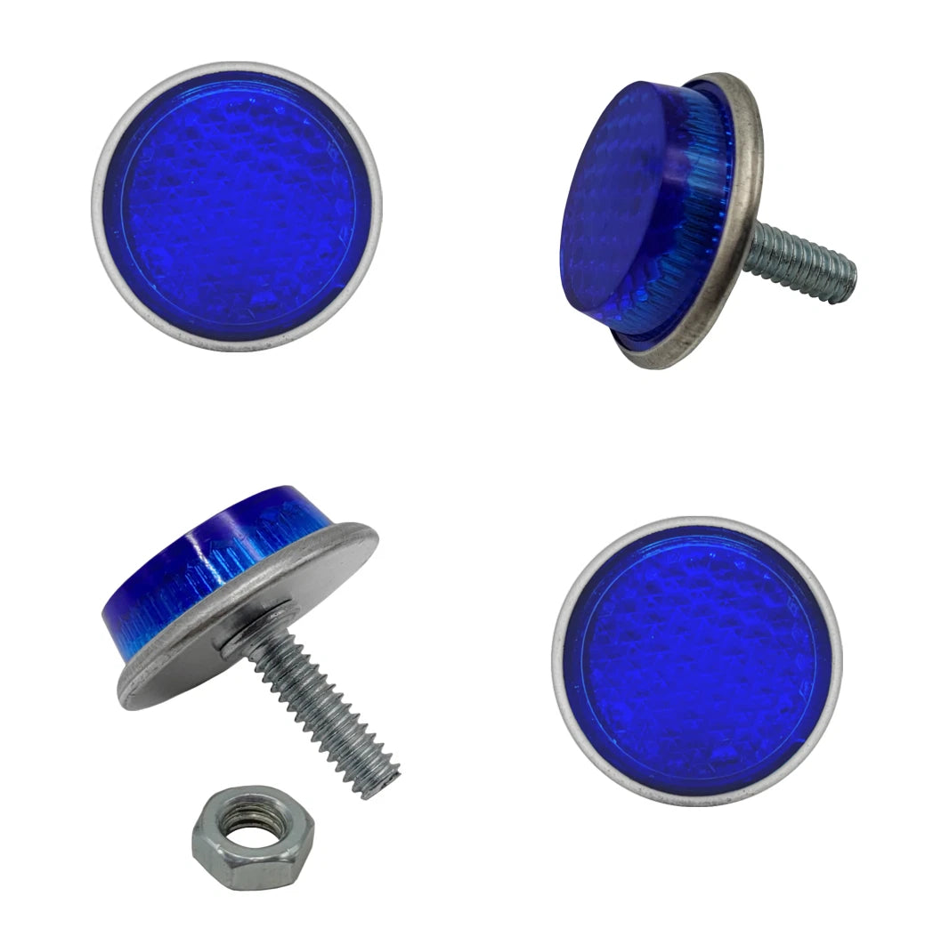 Set of 4 Blue Reflectors for Motorcycle License Plate