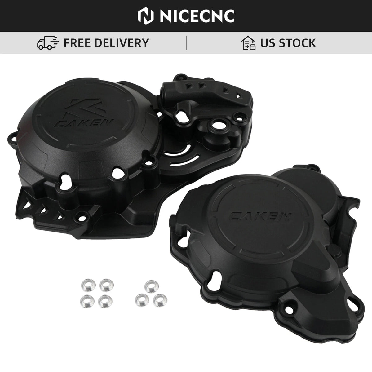 Clutch & Ignition Cover Protector Kit for Husqvarna TC250 (2019–2022) Black