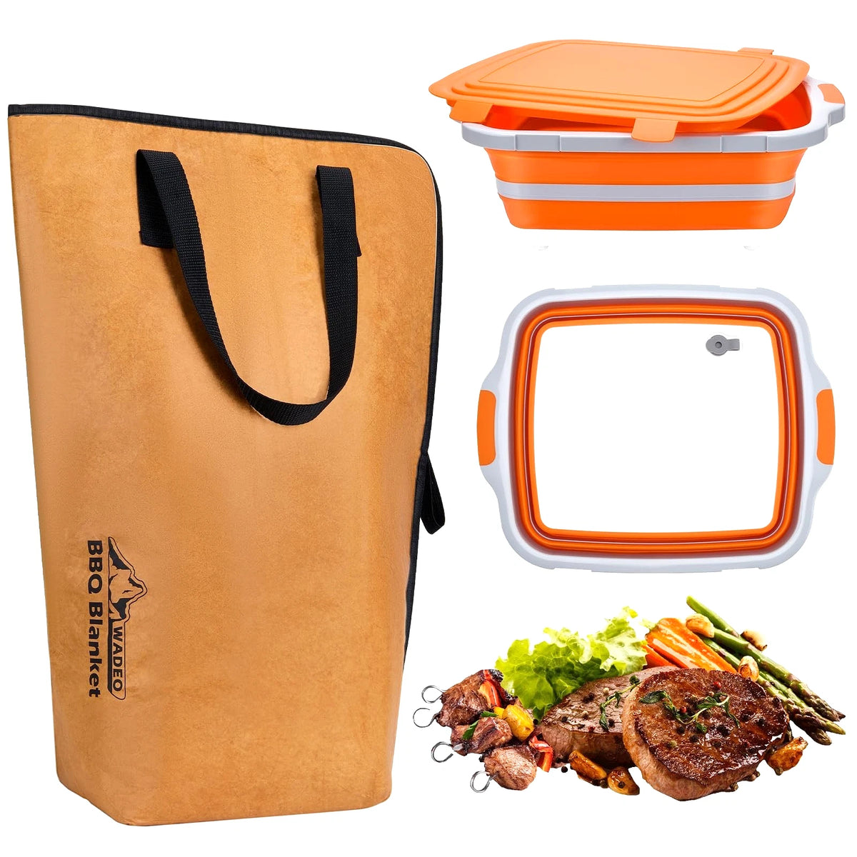 3-in-1 Collapsible BBQ Prep Tub & Resting Bag with Locking Lid