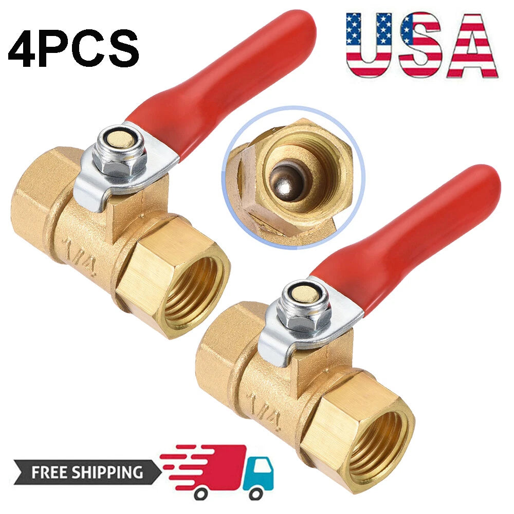 Set of 4 Brass Ball Valves for Air Tank (1/4" Female NPT)