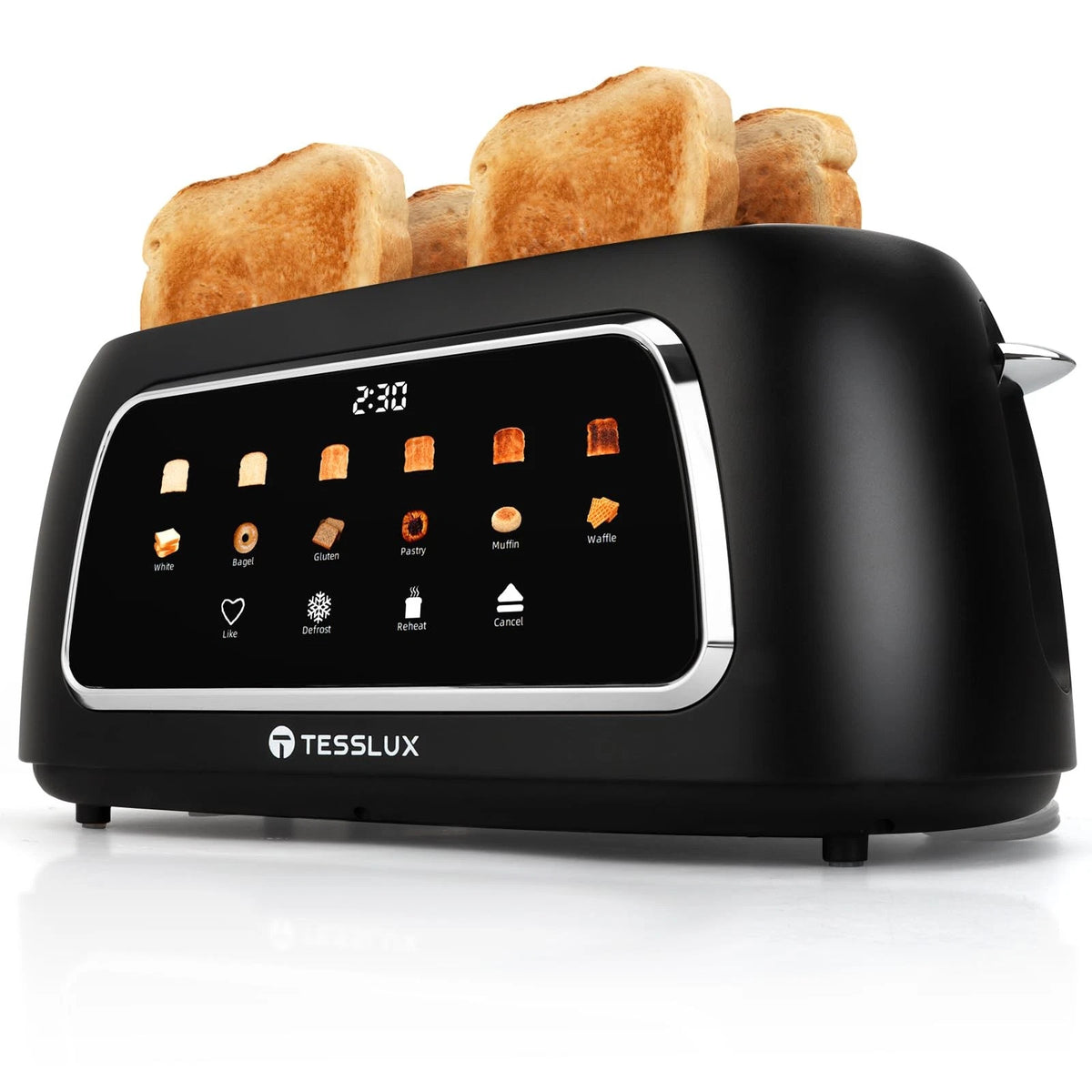 4 Slice Toaster with Touch Screen Control, 1.5" Wide Long Slot, Black