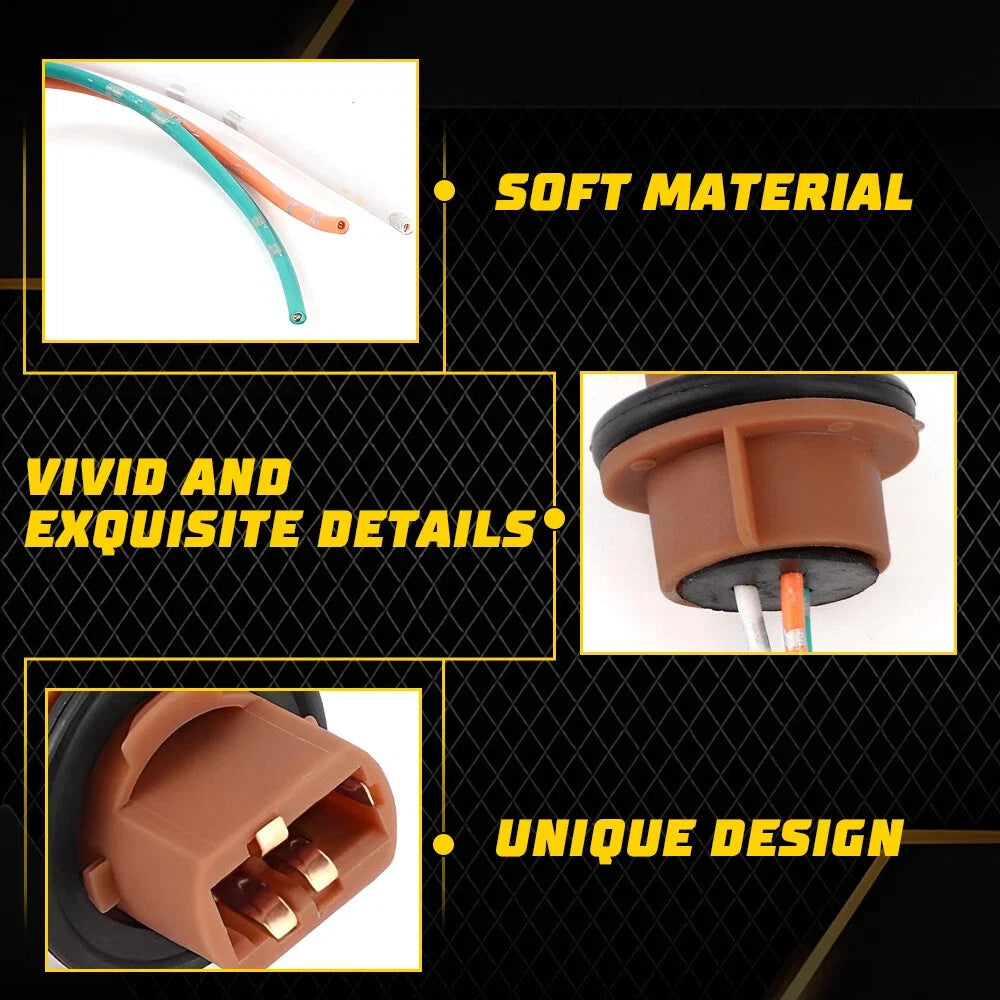 Set of 2 Wire Pigtail Socket for Brake Stop Tail Light (1156 1157 3156 3056 7440 7443)