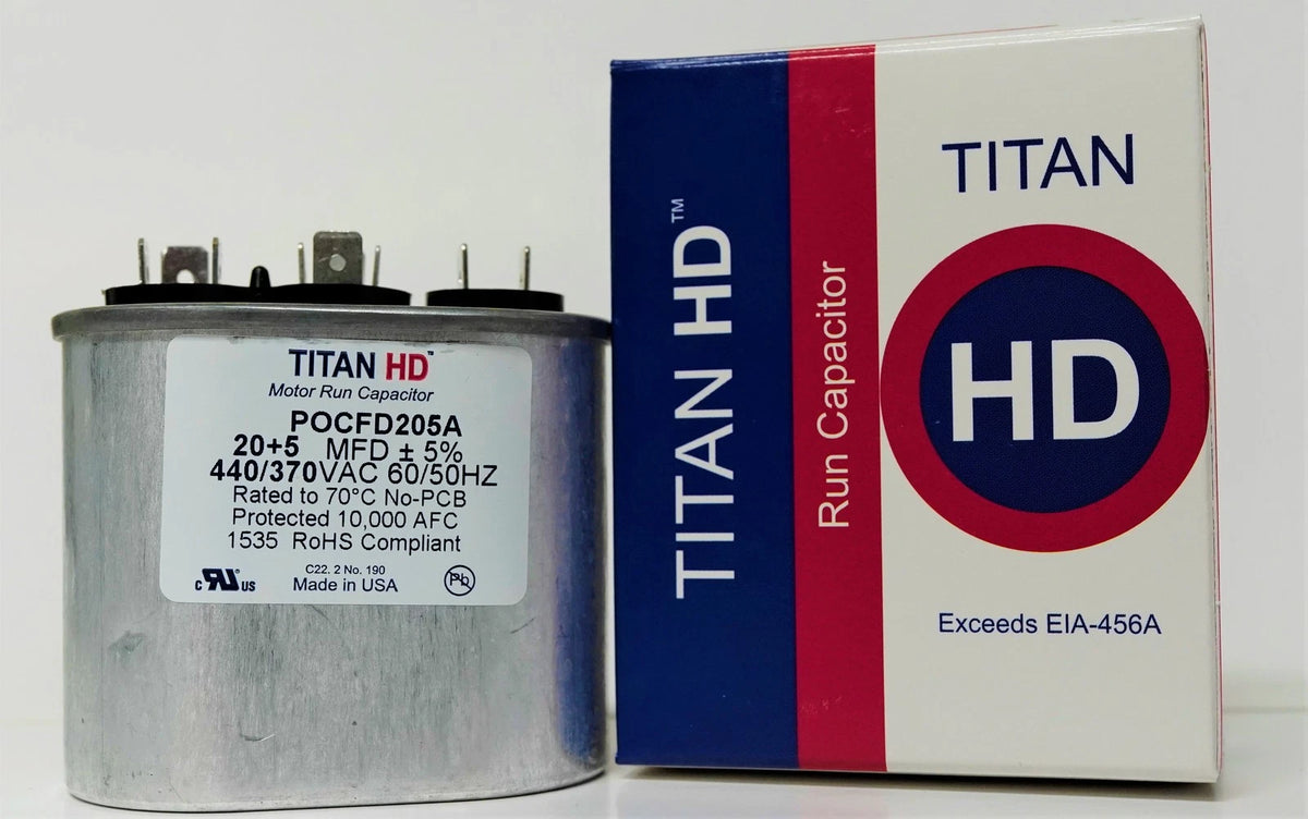 D2054 Oval Dual Capacitor for Run Applications (440V, 20 + 5 mfd uf)