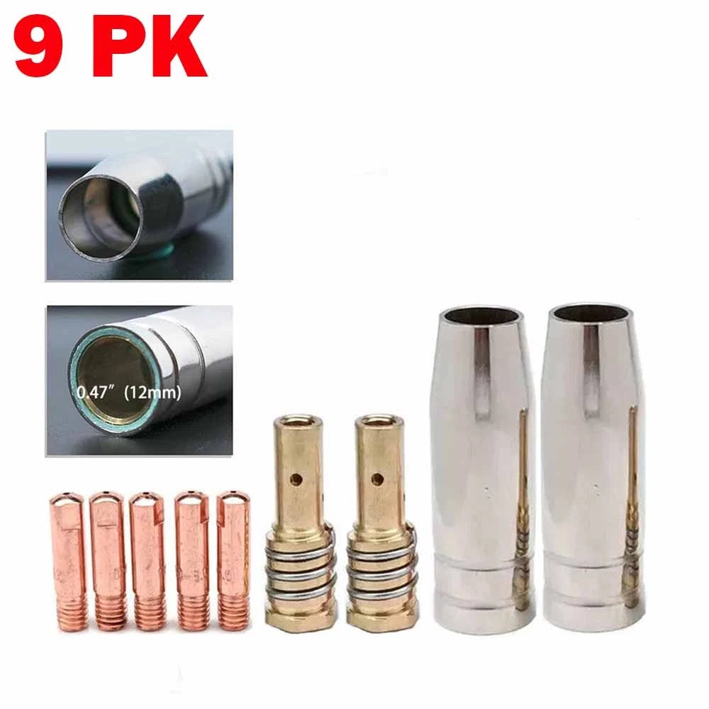 9PCS MIG Welding Nozzle Consumables Kit 0.6/0.8/0.9mm