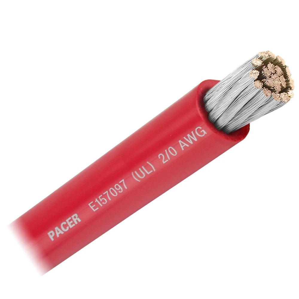 2X Pacer Red 2/0 AWG Battery Cable for Various Applications (WUL2, 0RD-FT)