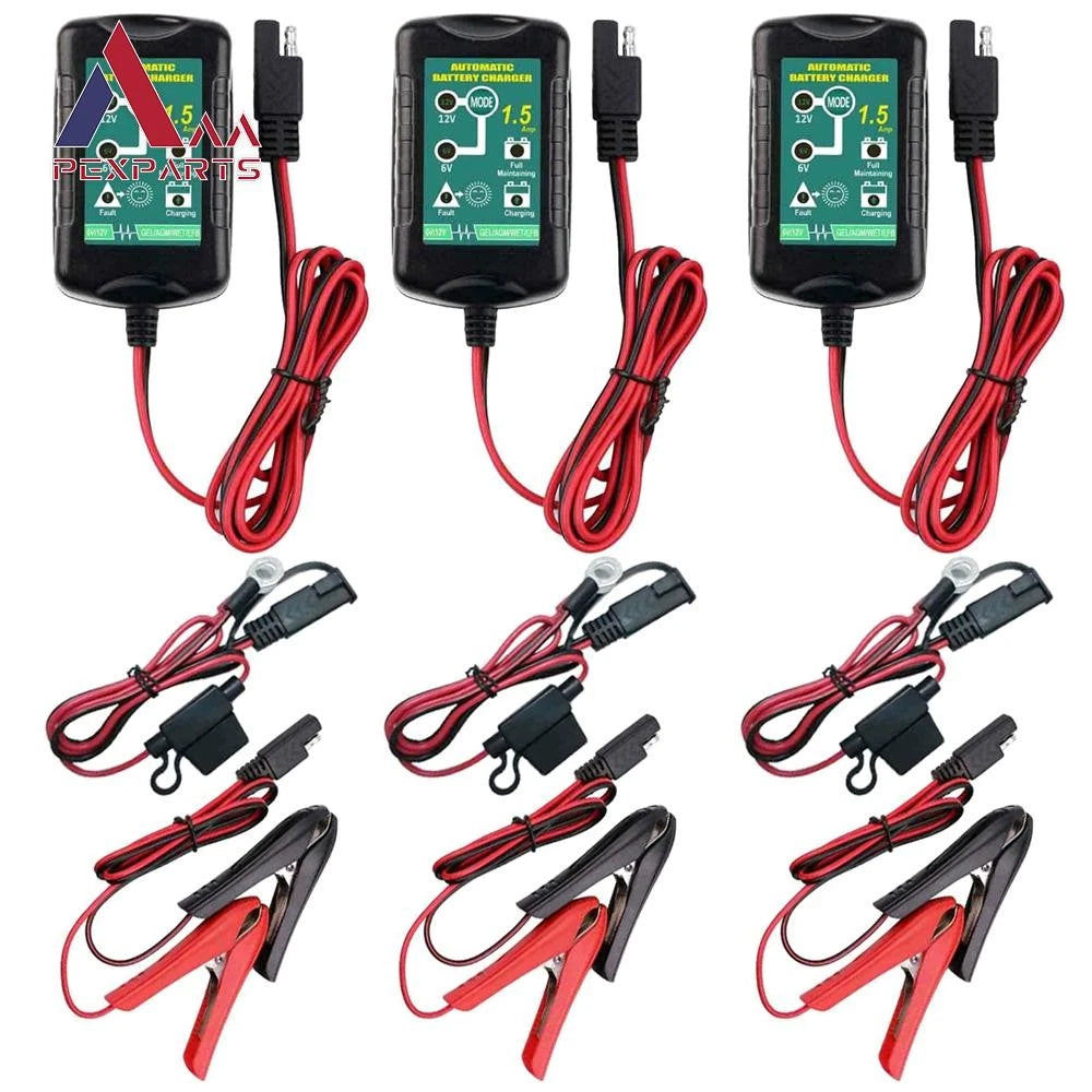 3X Automatic Battery Charger Maintainer 6V 12V 1.5A