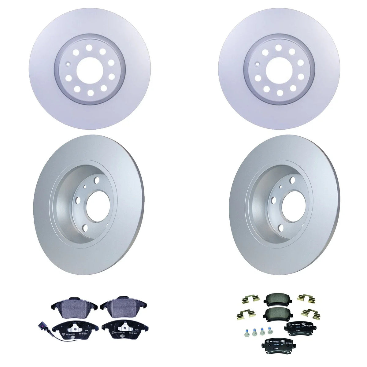 Hella Front Rear Rotors Disc Brake Pad Kit for Audi TT (1999–2006)