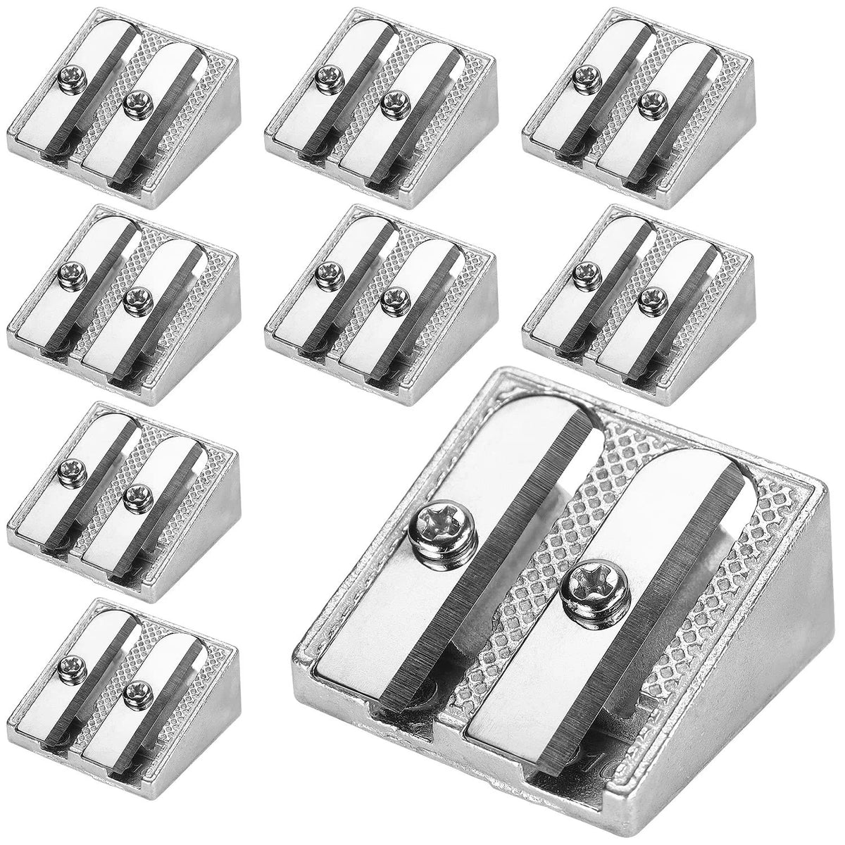 8 Pack Metal Pencil Sharpener for Handheld Use - Silver