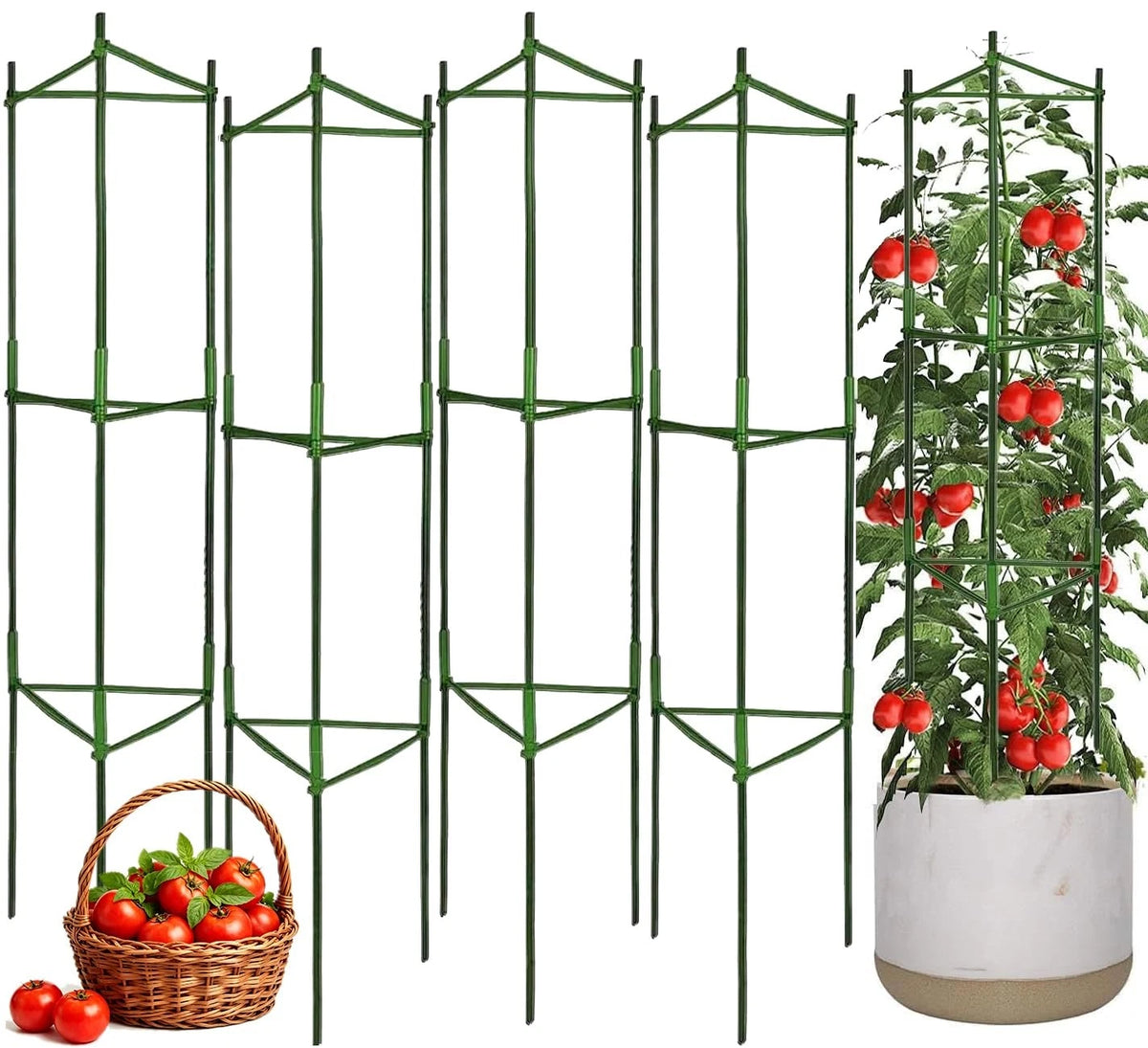 4Pack 50.2 Inch Tomato Cage for Garden Use (No Specific Years)