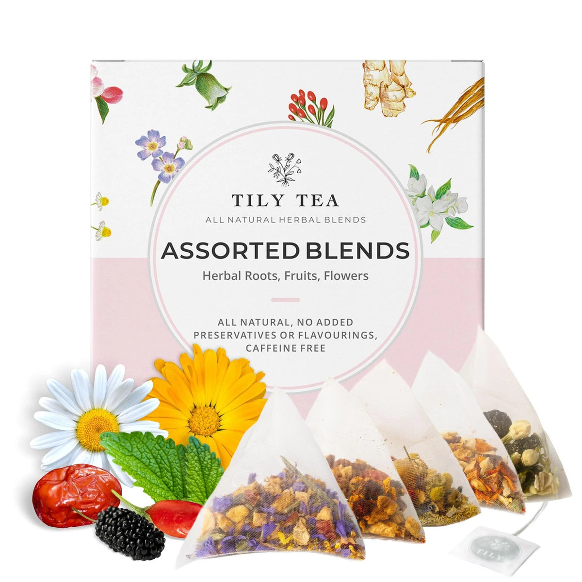 Set of 5 Herbal Tea Flavors - Caffeine-Free Assorted Tea Box