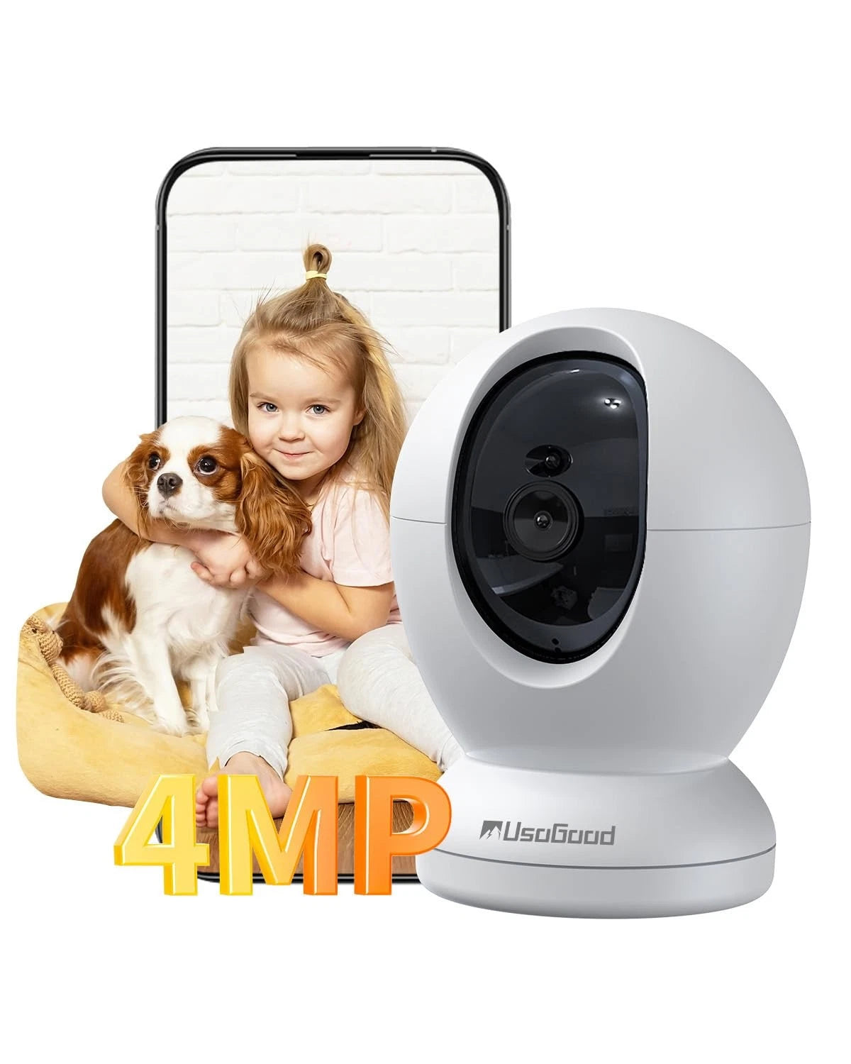 Indoor Security Camera for Usogood D45 (2023) - 2.5K, 360 PTZ, WiFi, Motion Tracking