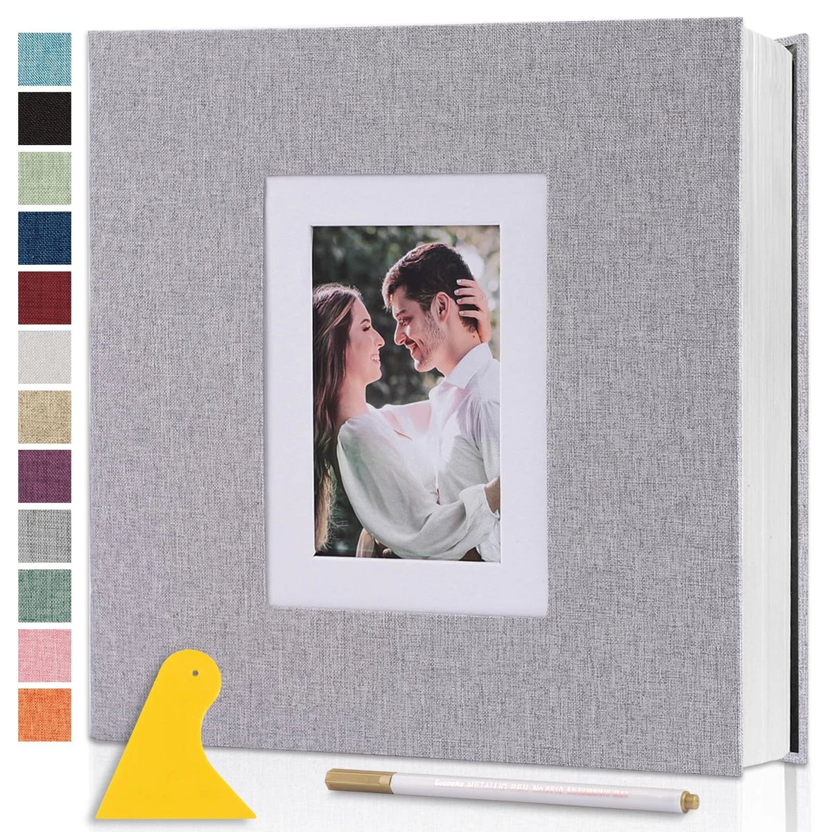 Self Adhesive Photo Album with 40 Pages - Large 11x10.6, Grey