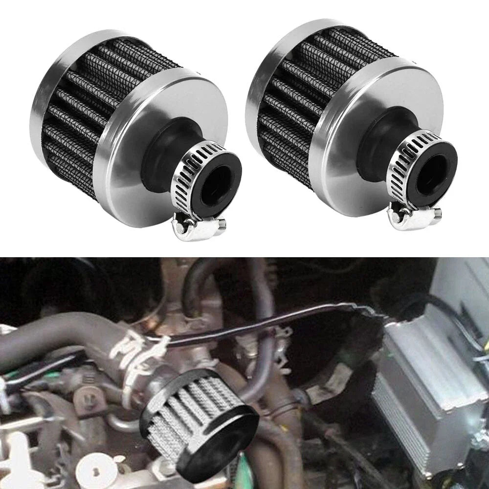 2Pcs Mini Air Intake Filter for Turbo Vent Crankcase Valve Cover