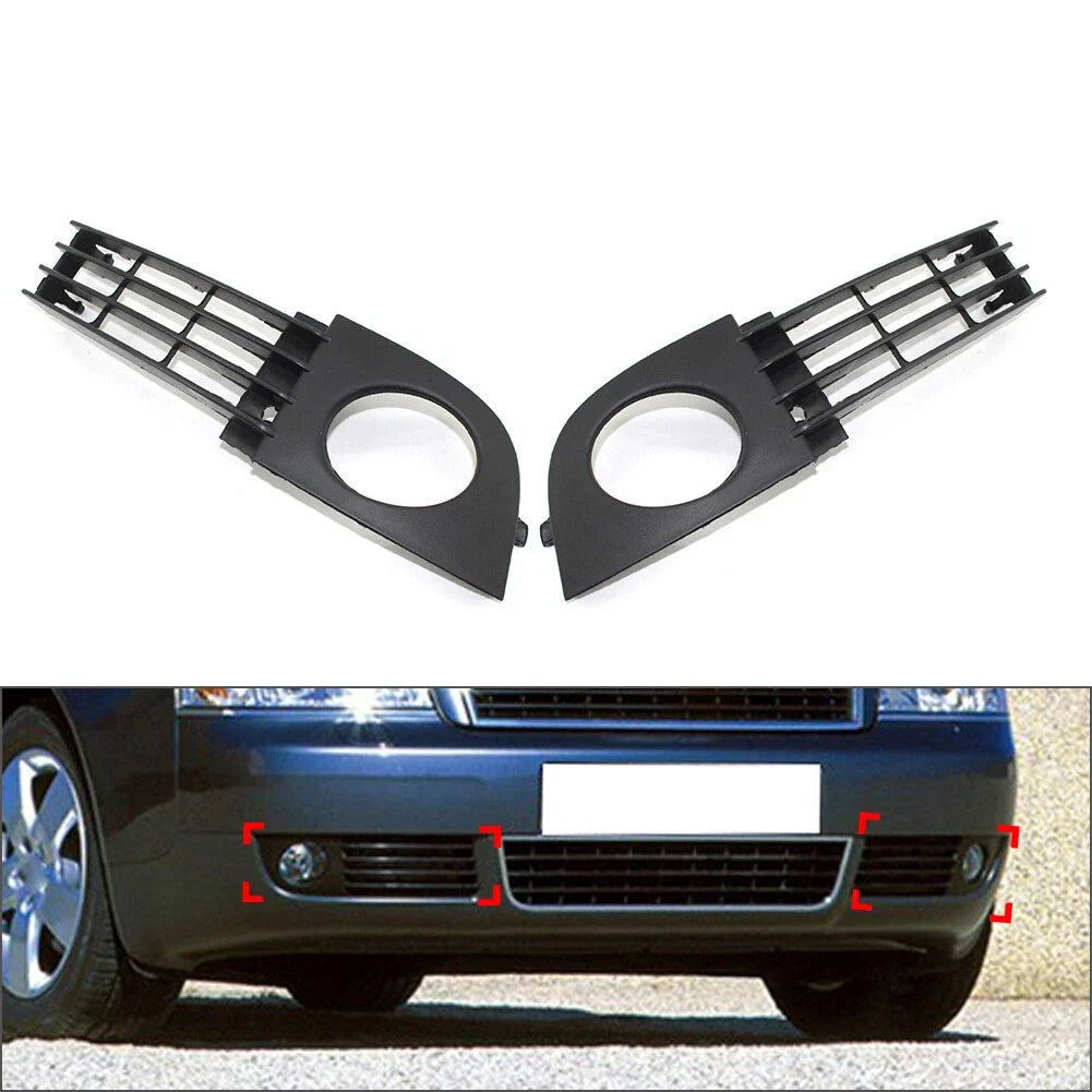 2X Front Lower Bumper Fog Light Grille Cover for Audi A6 C5 (2002–2005)