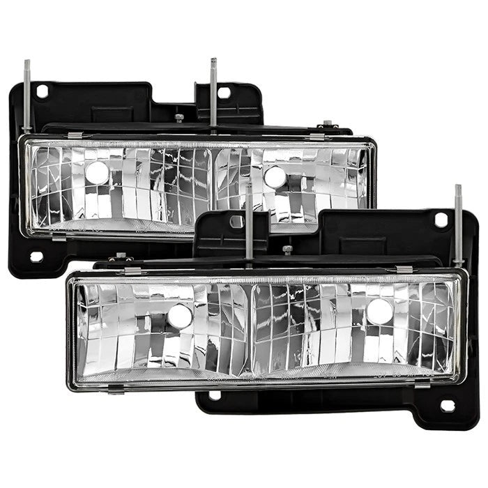 Spyder Chrome Clear Headlight Assemblies for Chevy GMC OBS Trucks (1988–1998) 5012388